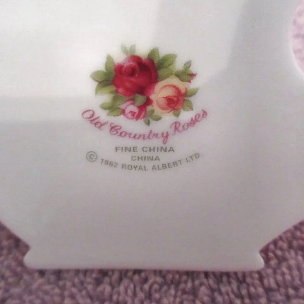 NOS Vtg Royal Albert China Teapot Christmas Ornament Holiday Country Roses Box